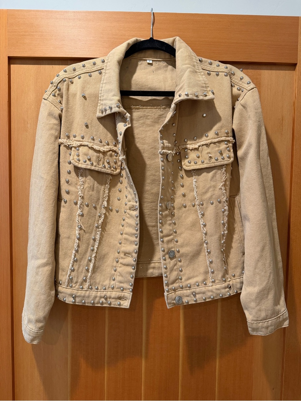 Amazon Tan Studded Women's Denim Jacket